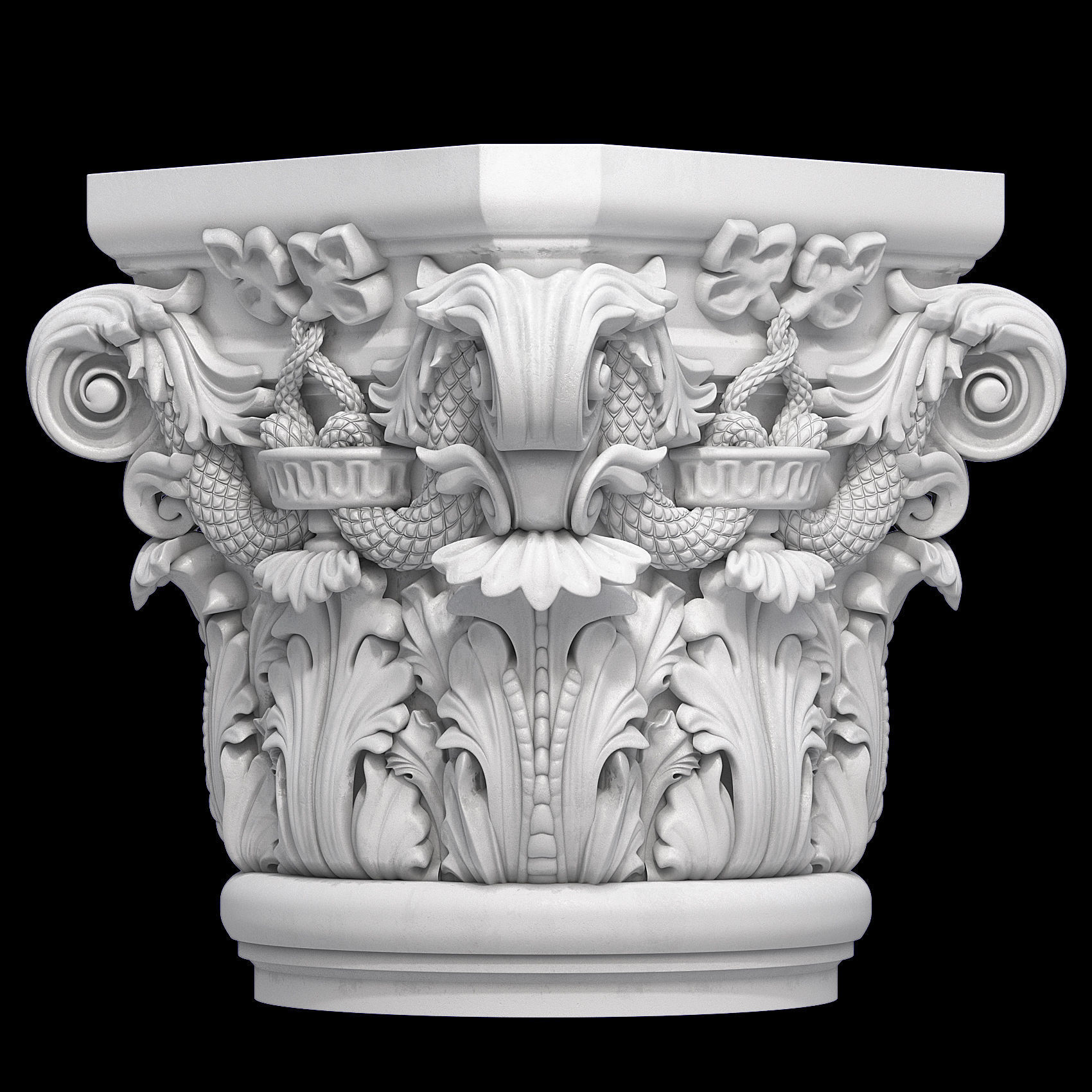 capital ornate column 3D model_1