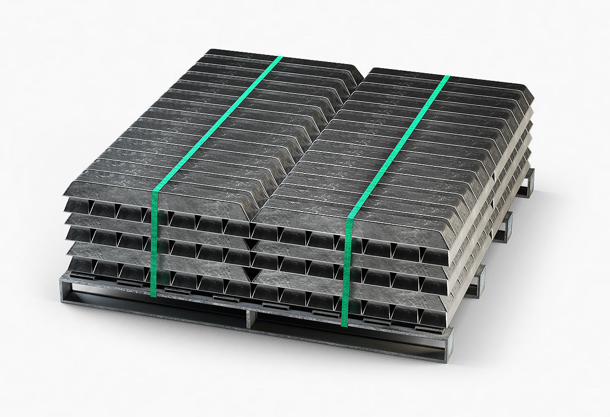 Aluminium Zinc Nickel Silver Titan Steel ingot 9 3D model_8