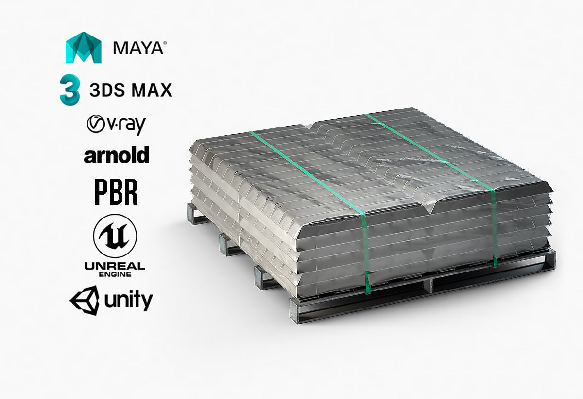 Aluminium Zinc Nickel Silver Titan Steel ingot 9 3D model_1