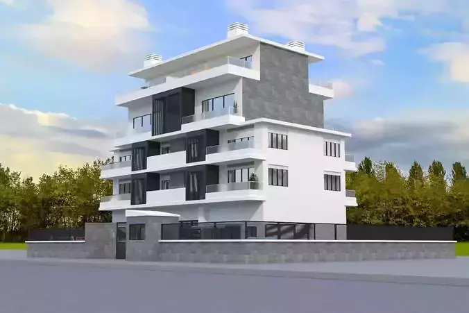 symmetrical building 3D model