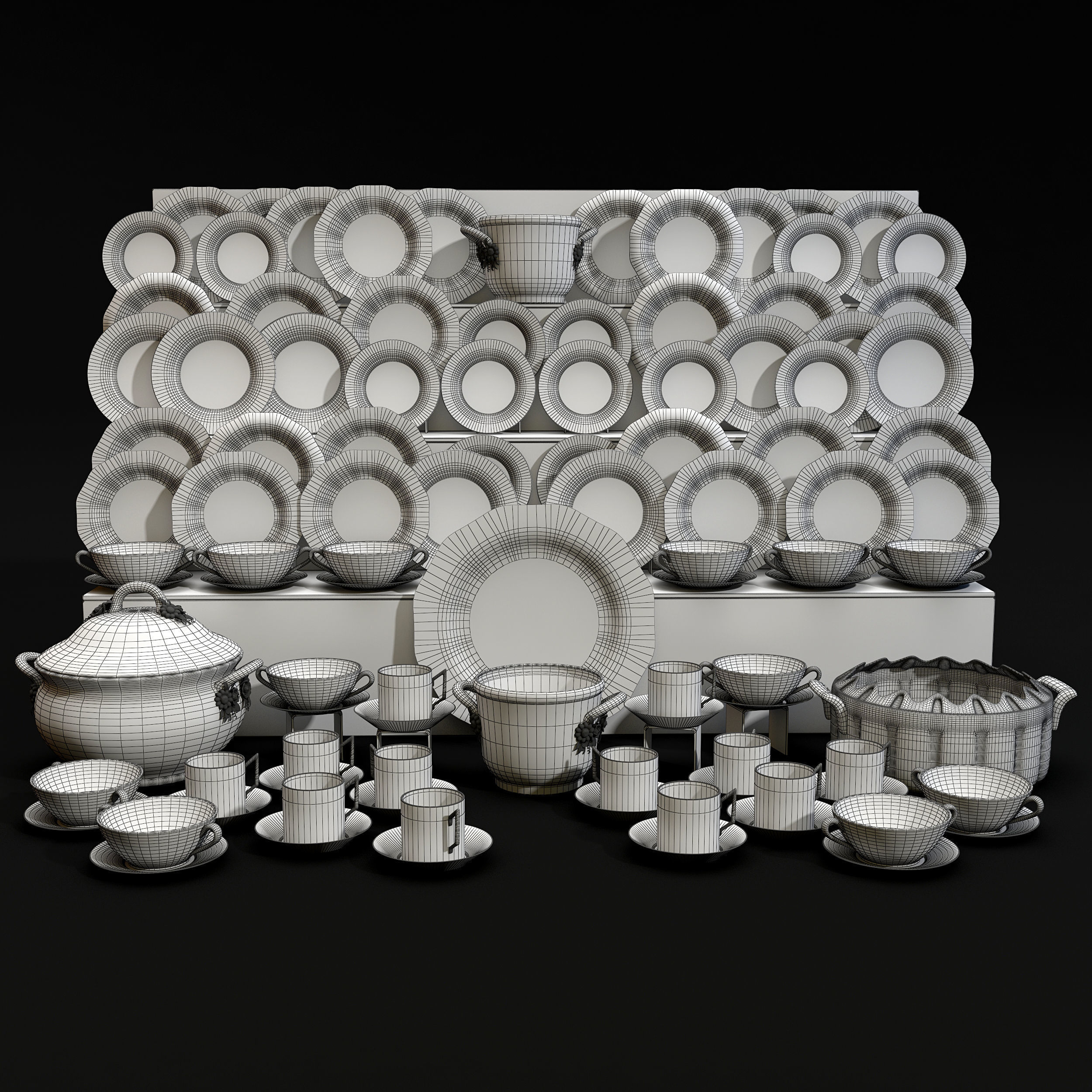Porcelain table service 3D model_3