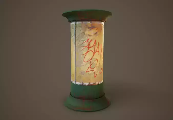 Weathered Advertising Column PBR Game Ready