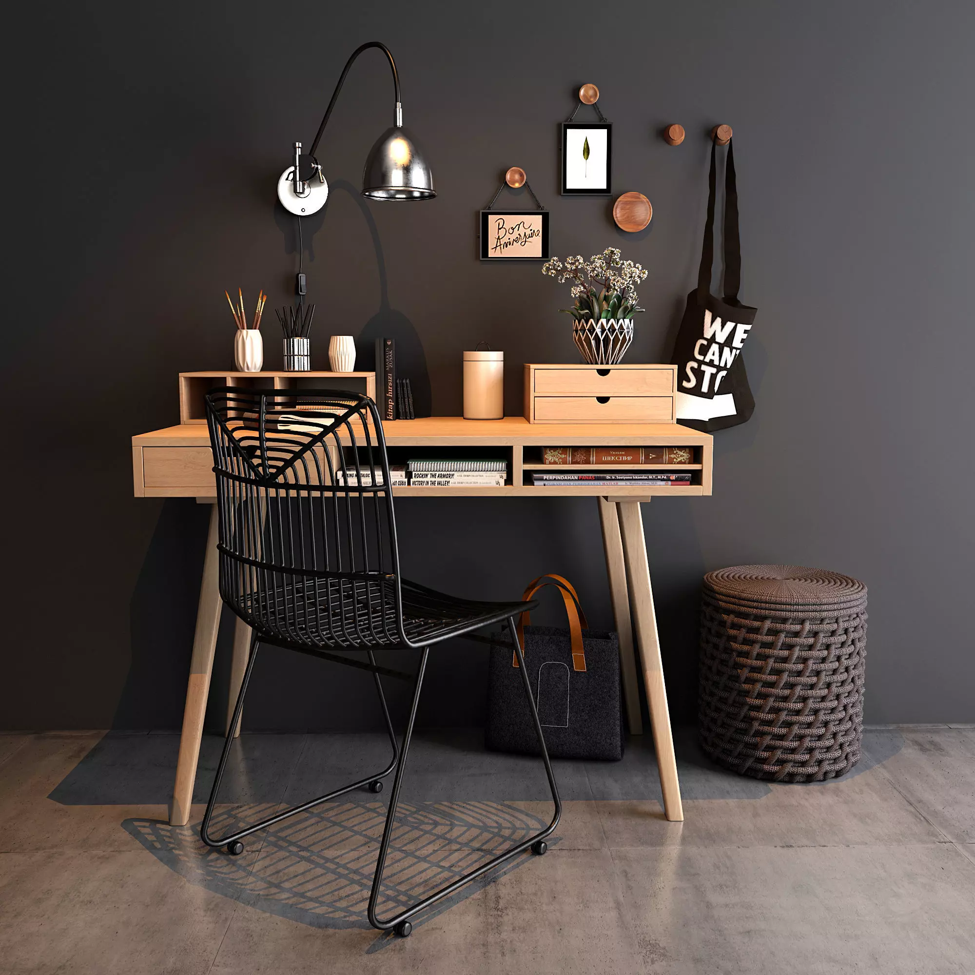 Home workspace set 3D model_0