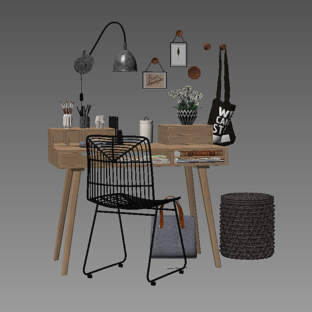 Home workspace set 3D model_6
