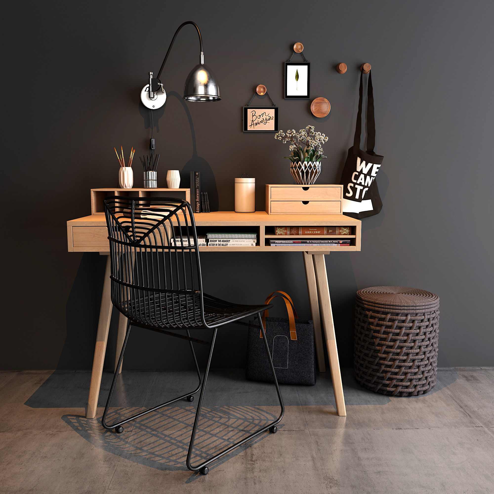 Home workspace set 3D model_1