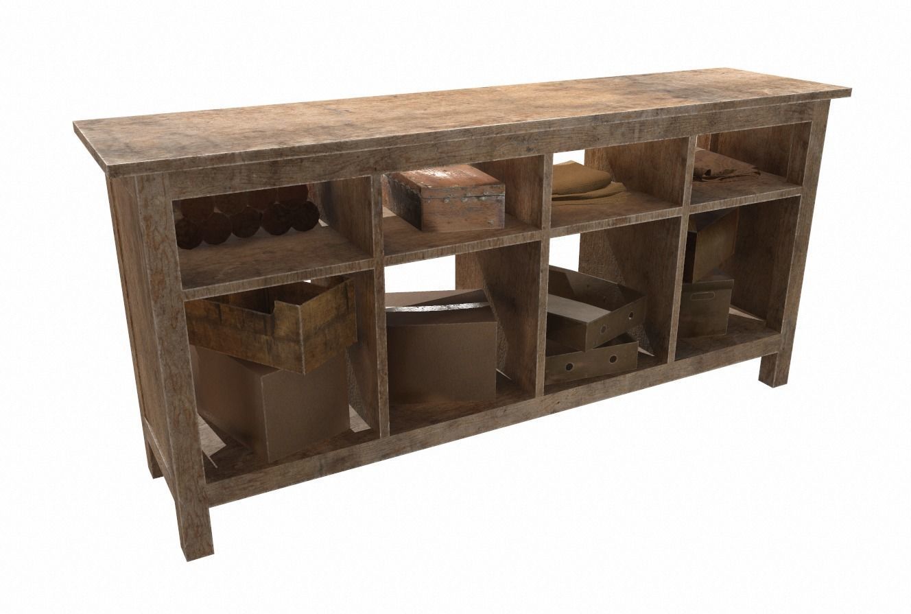 Shelves collection rustic console table with drawers _19