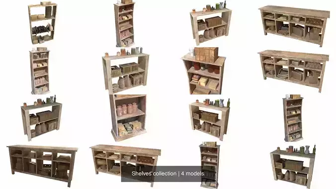 Shelves collection rustic console table with drawers