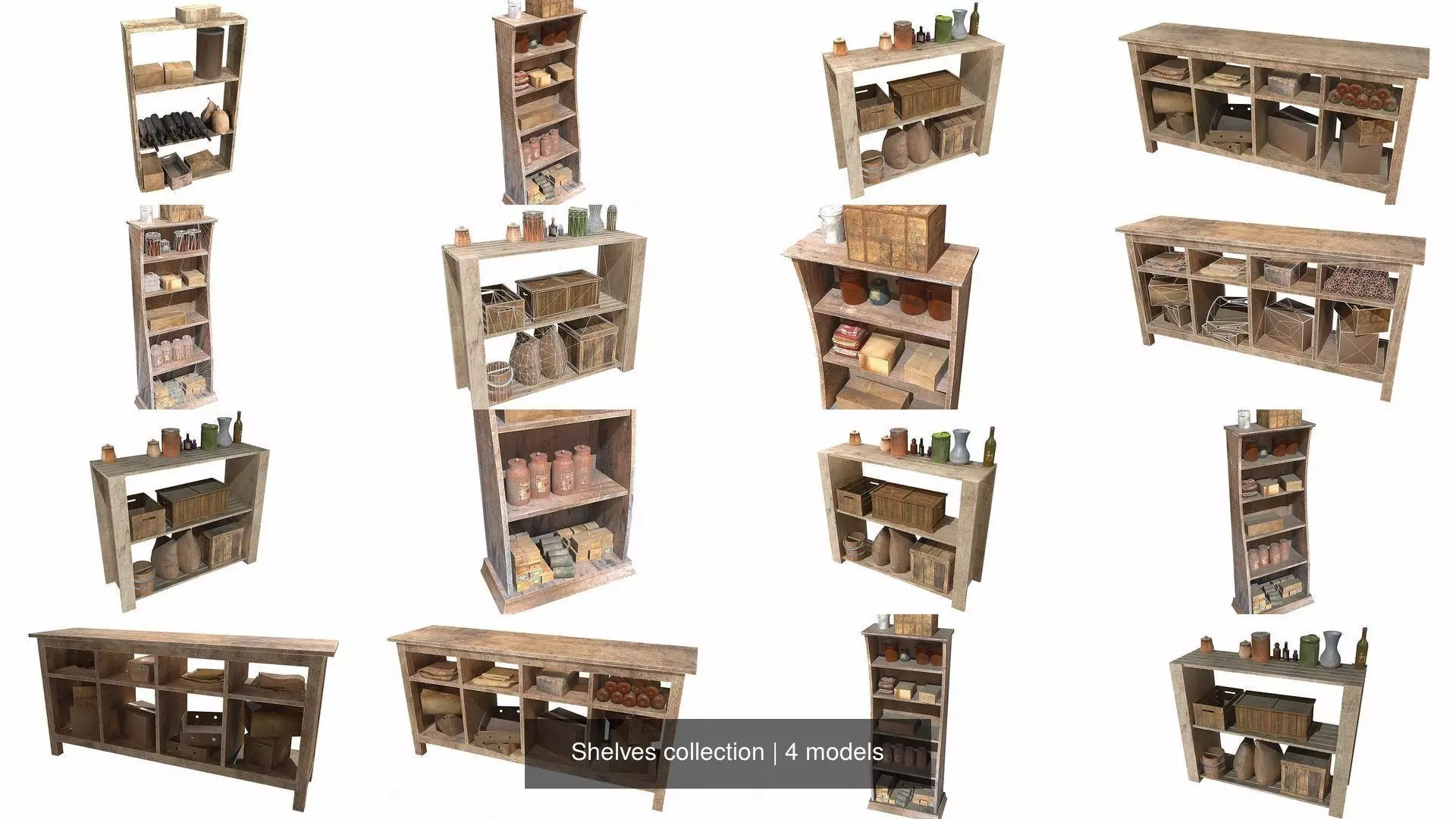 Shelves collection rustic console table with drawers _9