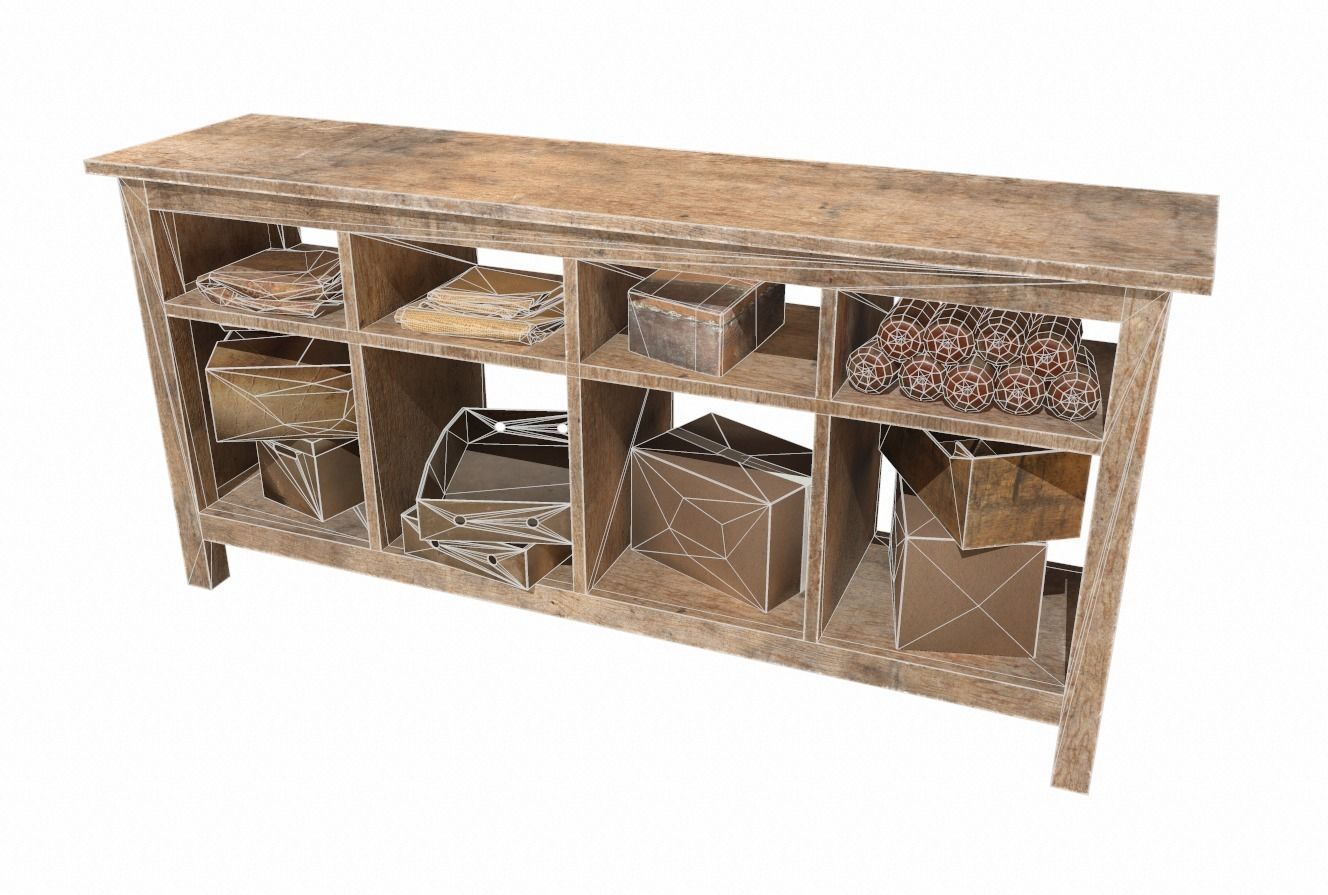 Shelves collection rustic console table with drawers _21