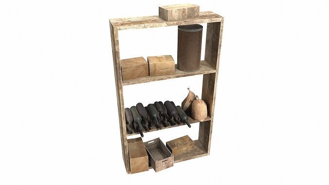 Shelves collection rustic console table with drawers 