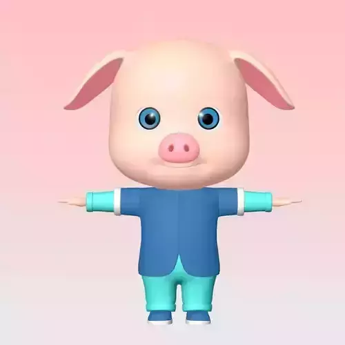 Cute Pig model with body rigging