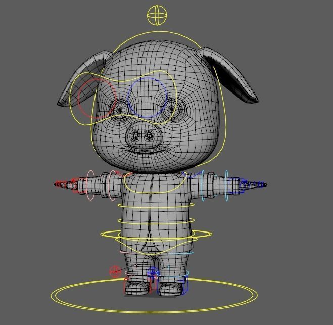 Cute Pig model with body rigging 3D model_4