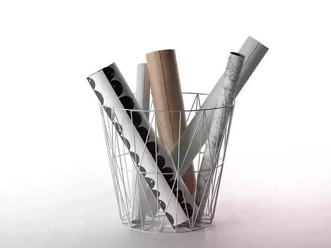 Rolled Papers in Wire Basket 3D model Rolled Papers in Wire Basket 3D model