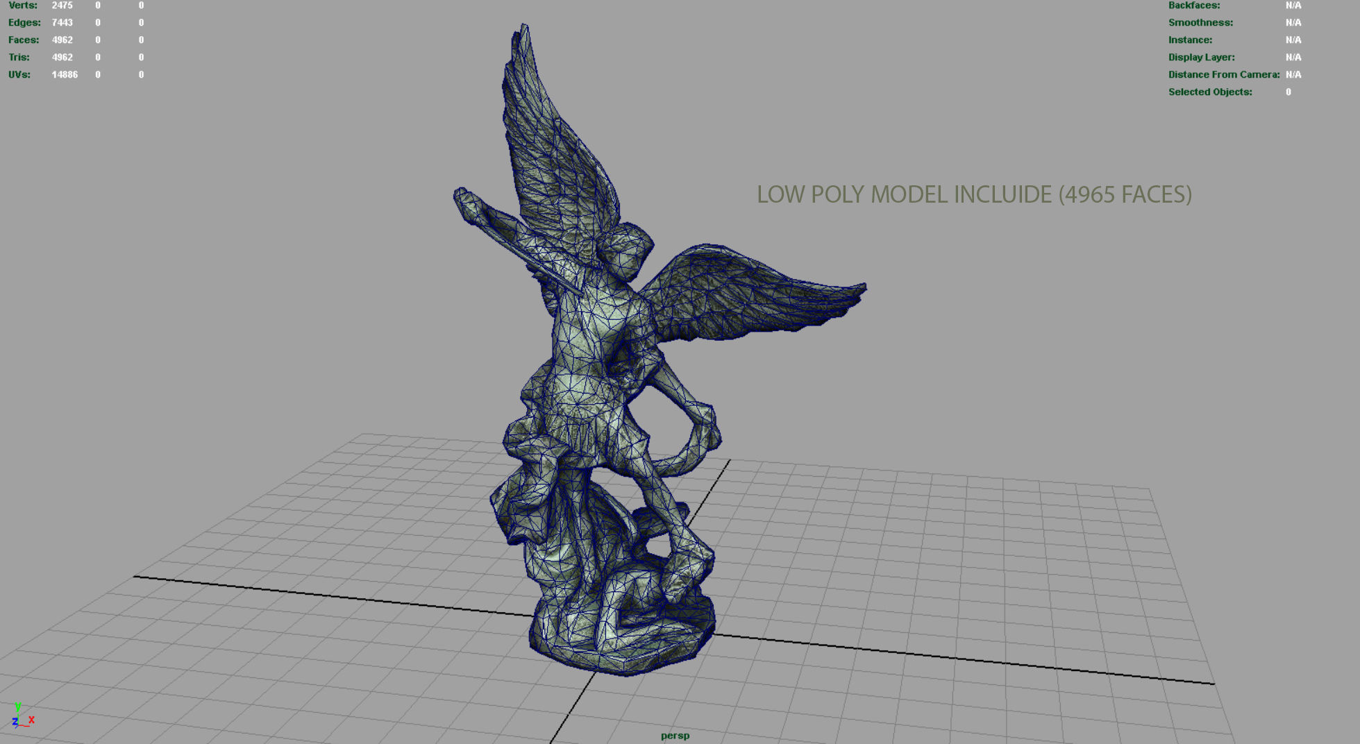 Saint Michael The Archangel Low-poly 3D model_13