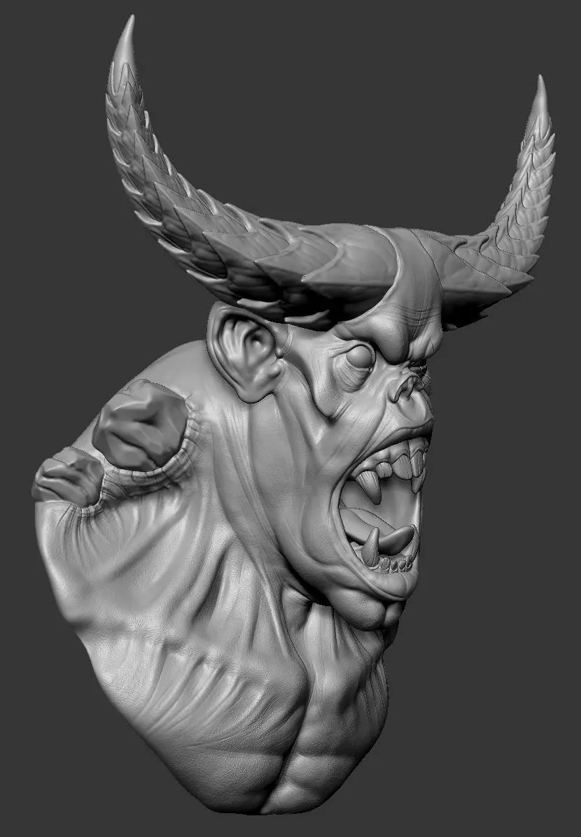 Demon bust with horns Free 3D print model_0