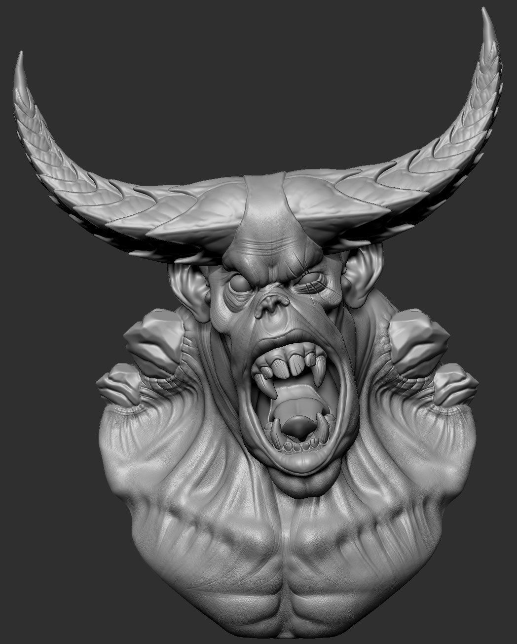 Demon bust with horns Free 3D print model_4