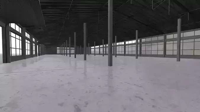 Modular warehouse Free low-poly 3D model