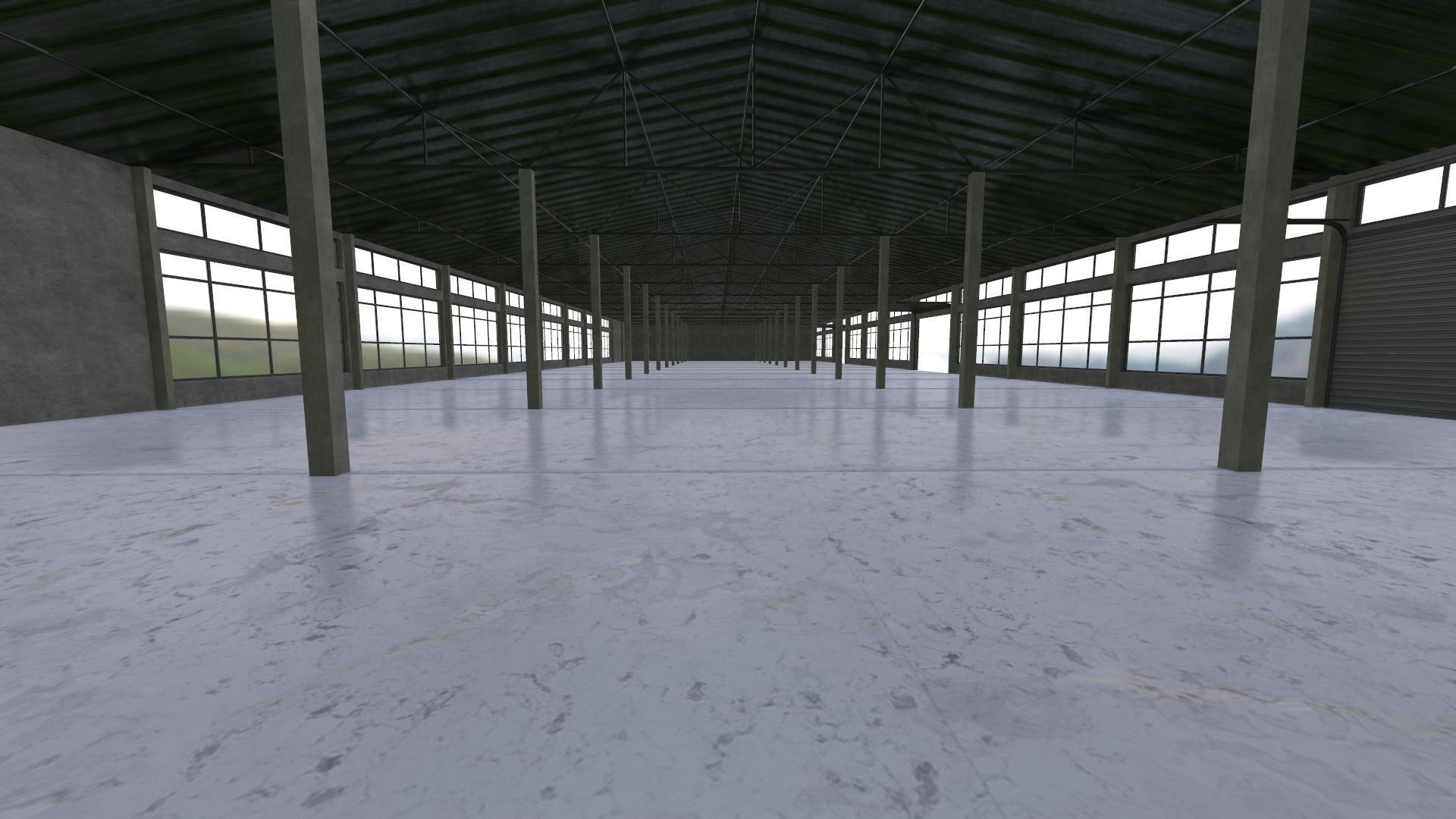 Modular warehouse Free low-poly 3D model_1