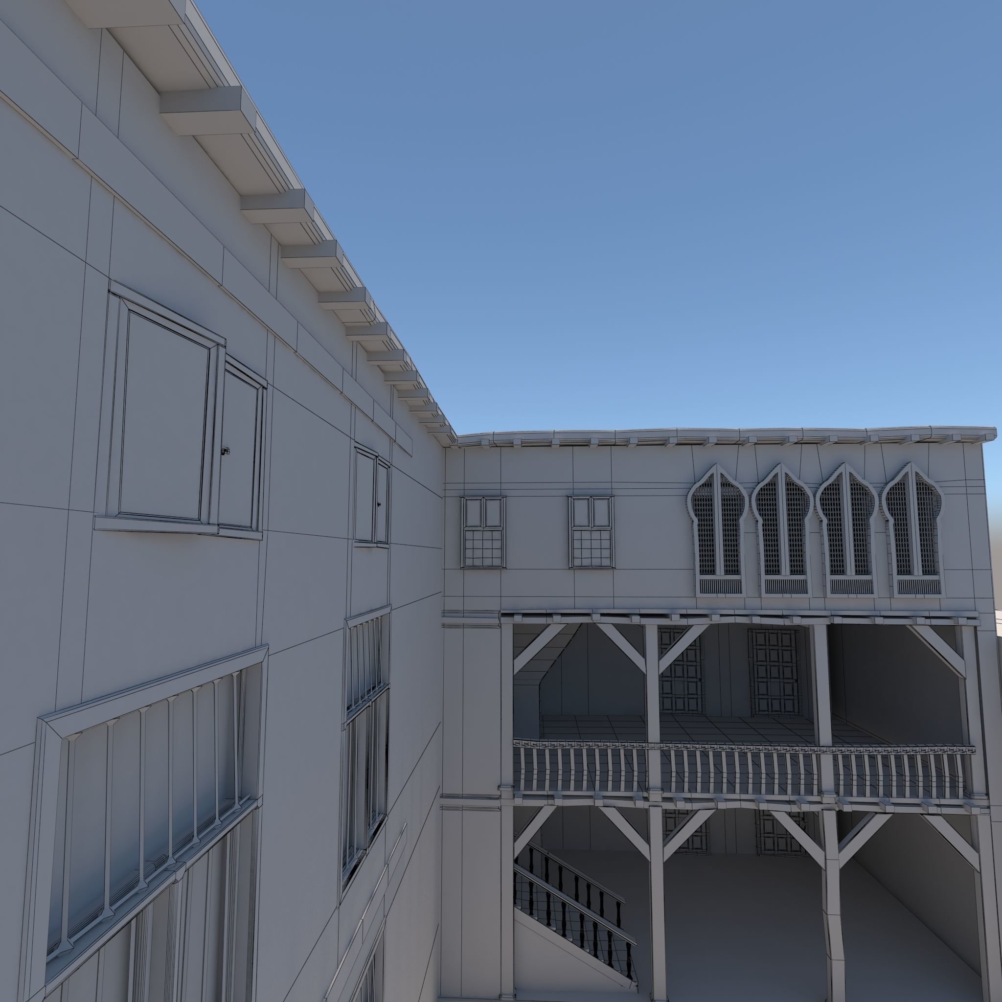 Medieval Courtyard House 3D model_19