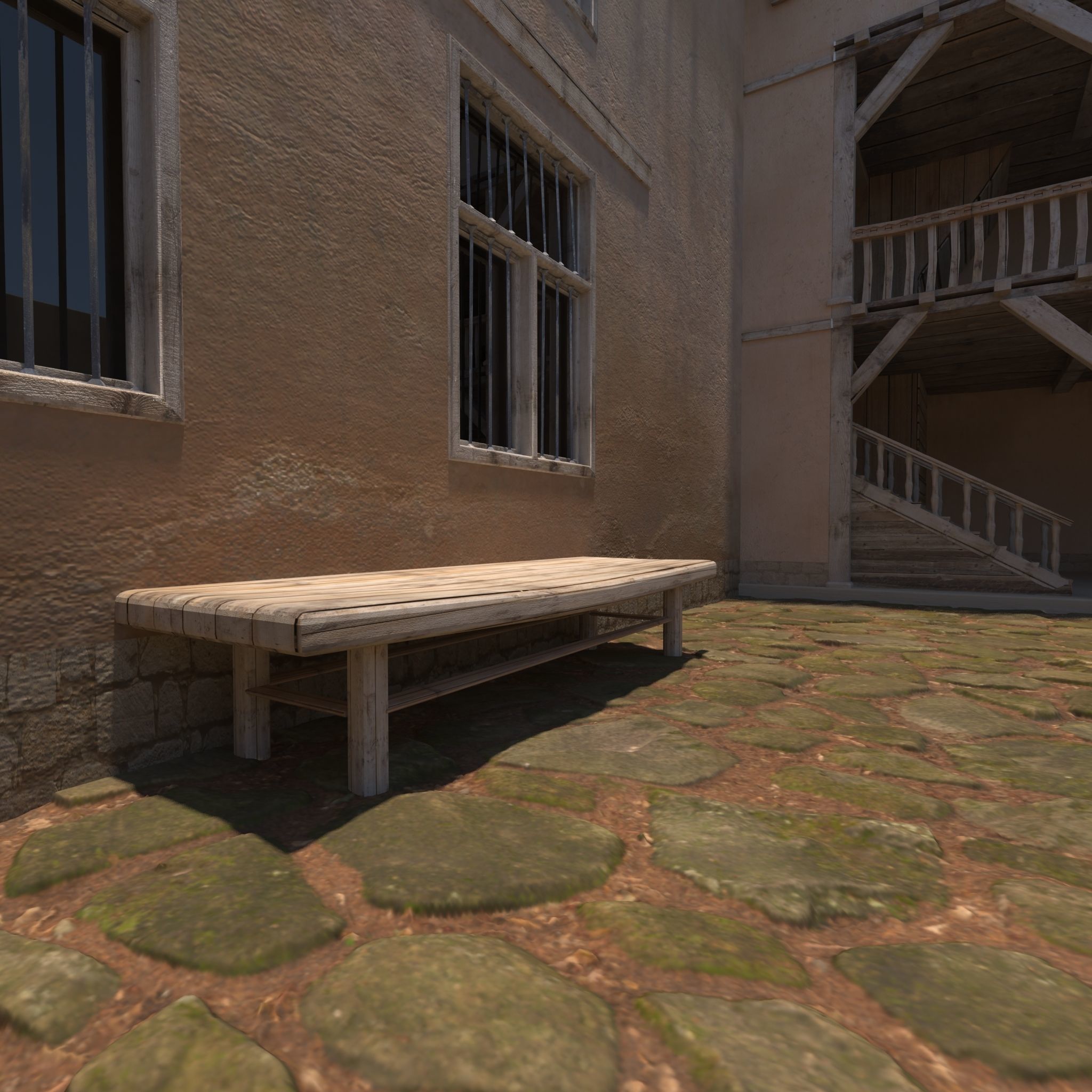 Medieval Courtyard House 3D model_12
