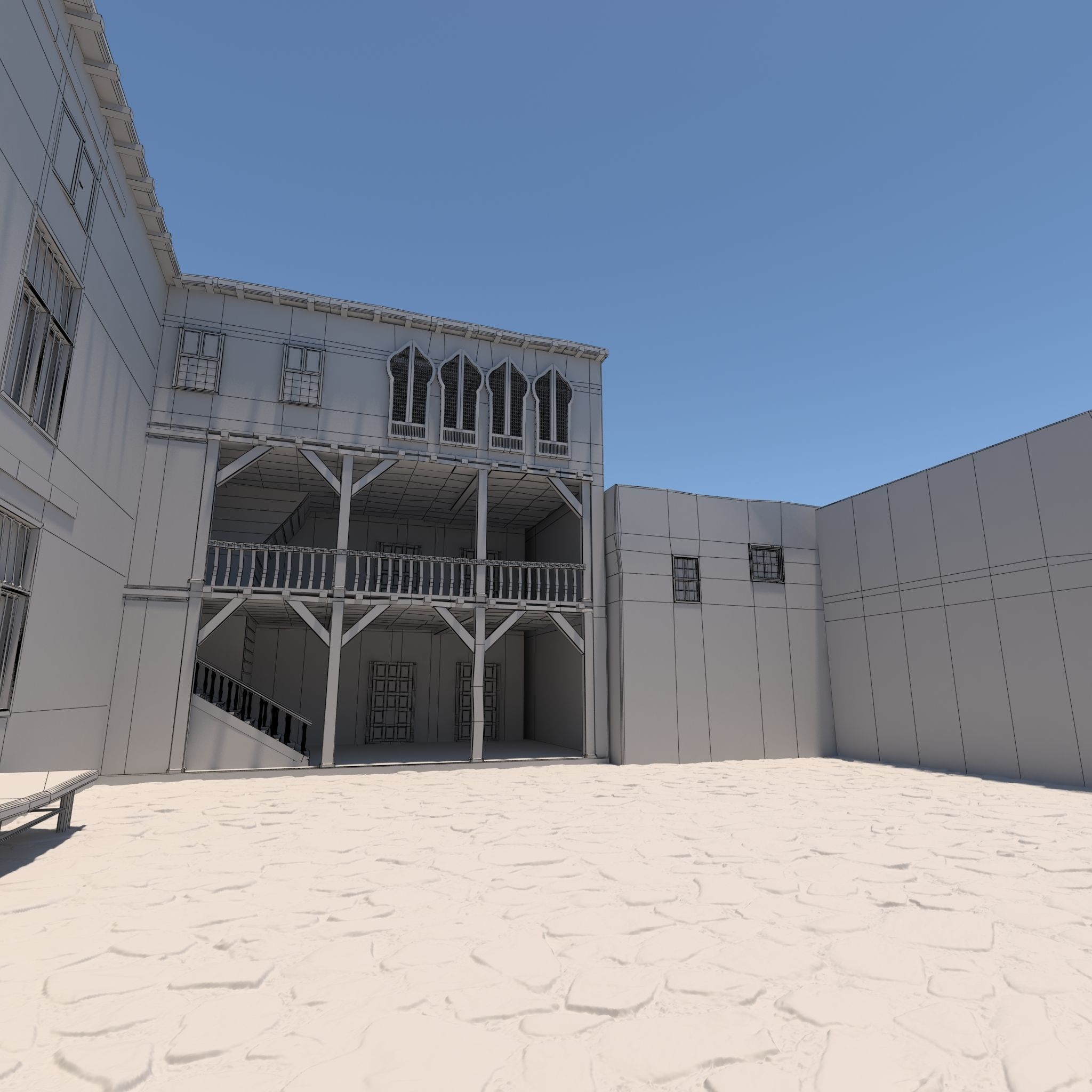 Medieval Courtyard House 3D model_9