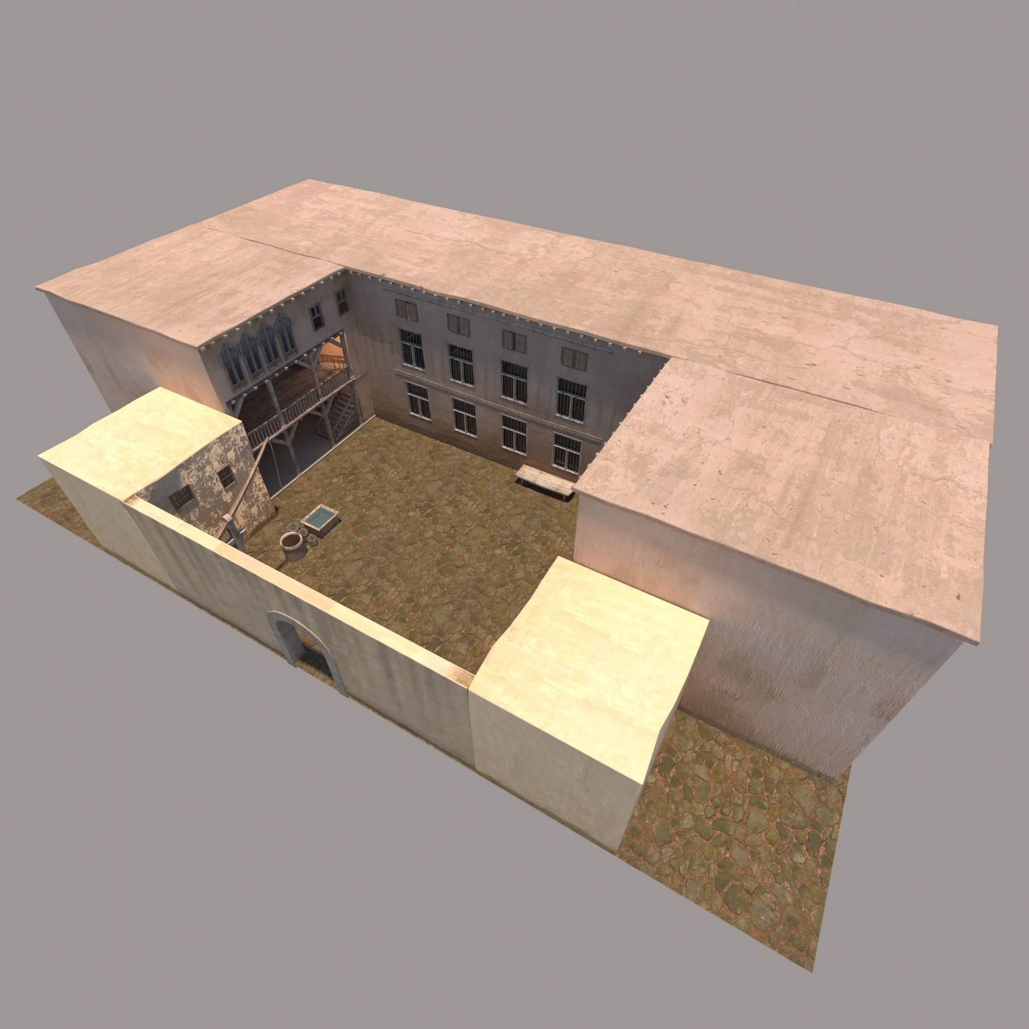 Medieval Courtyard House 3D model_20