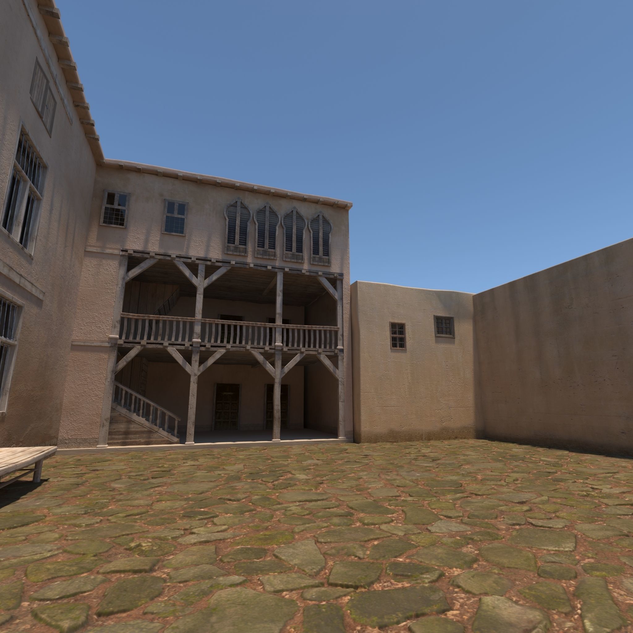 Medieval Courtyard House 3D model_8