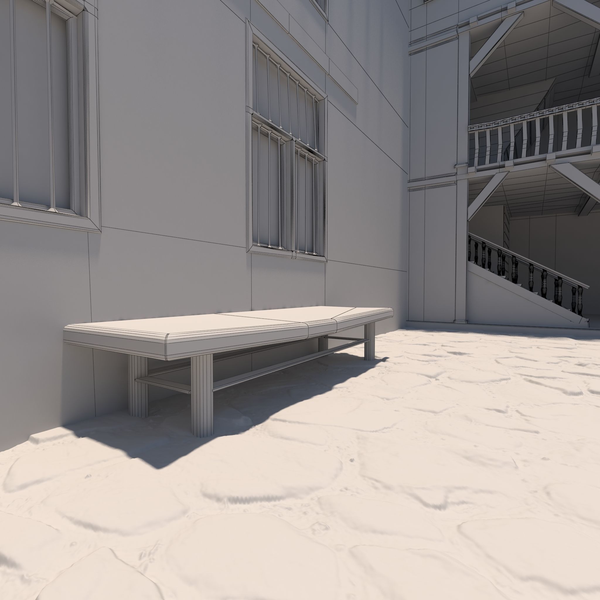 Medieval Courtyard House 3D model_13