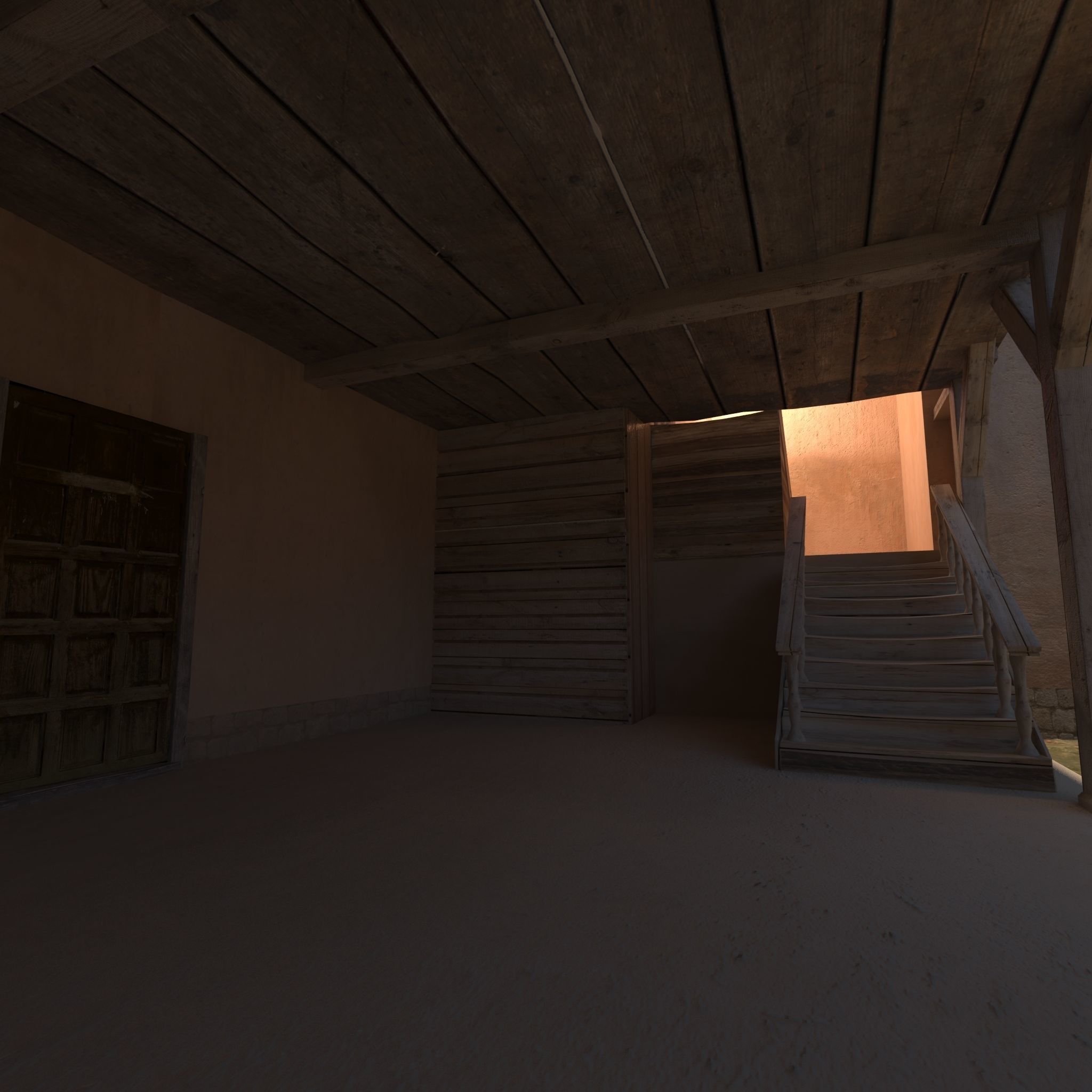 Medieval Courtyard House 3D model_16