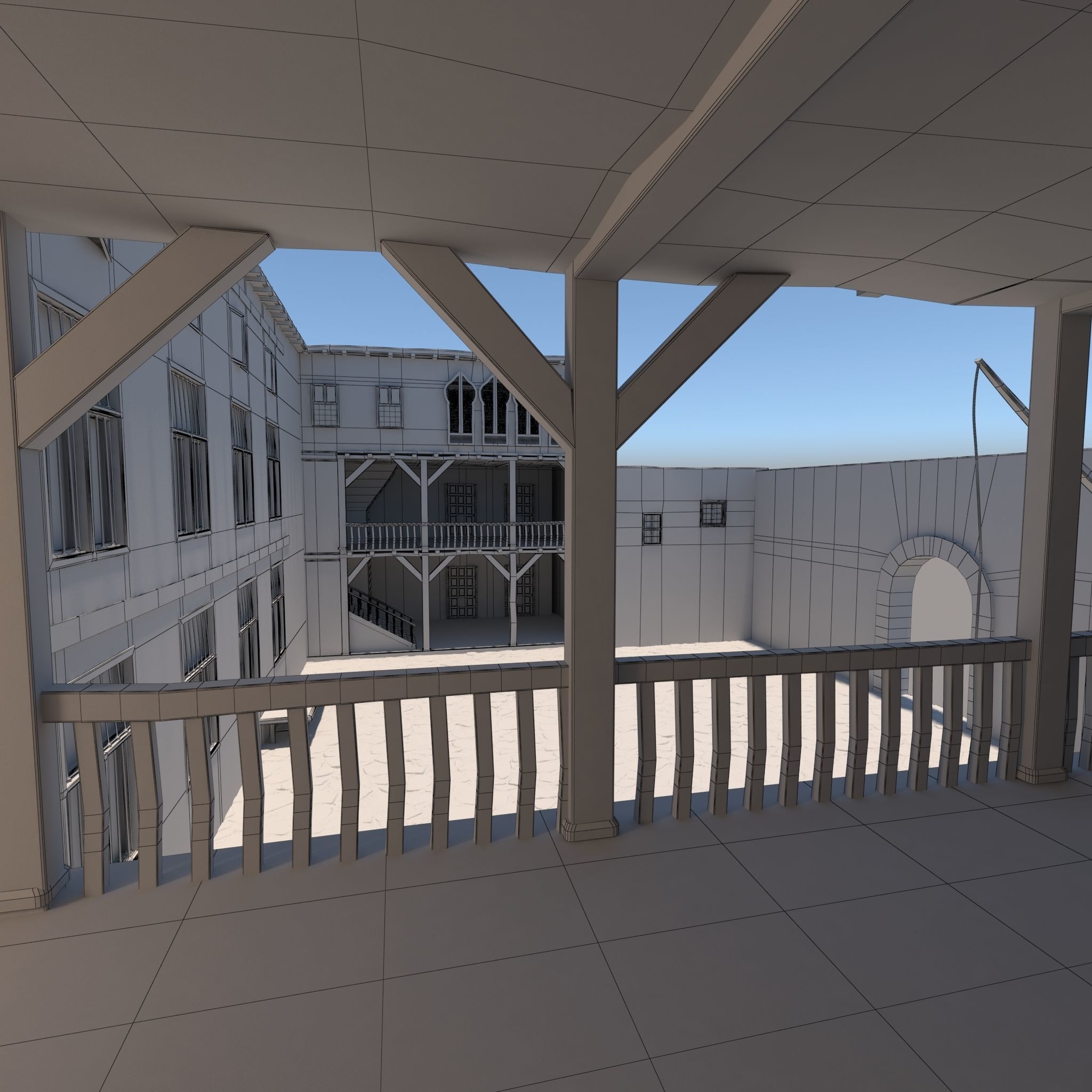 Medieval Courtyard House 3D model_15