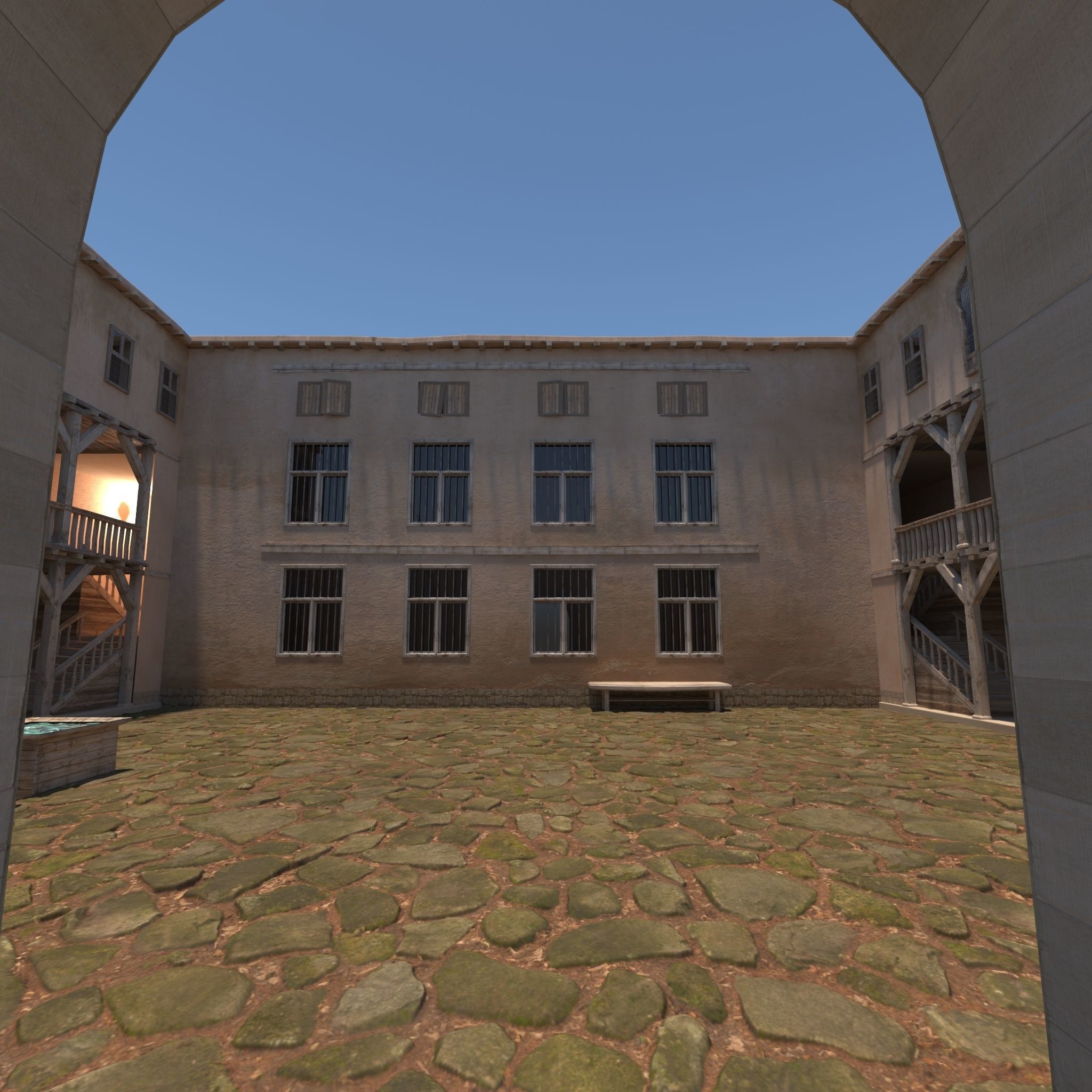 Medieval Courtyard House 3D model_10