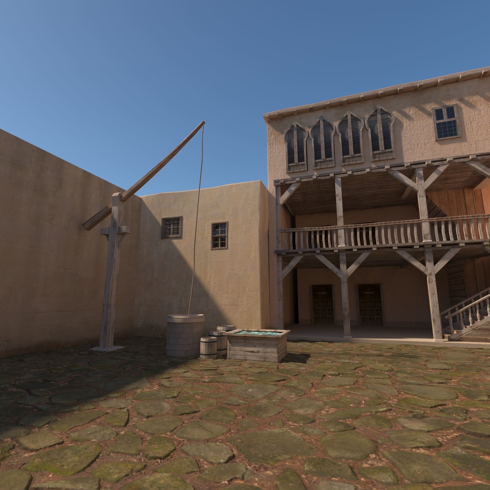 Medieval Courtyard House 3D model_4