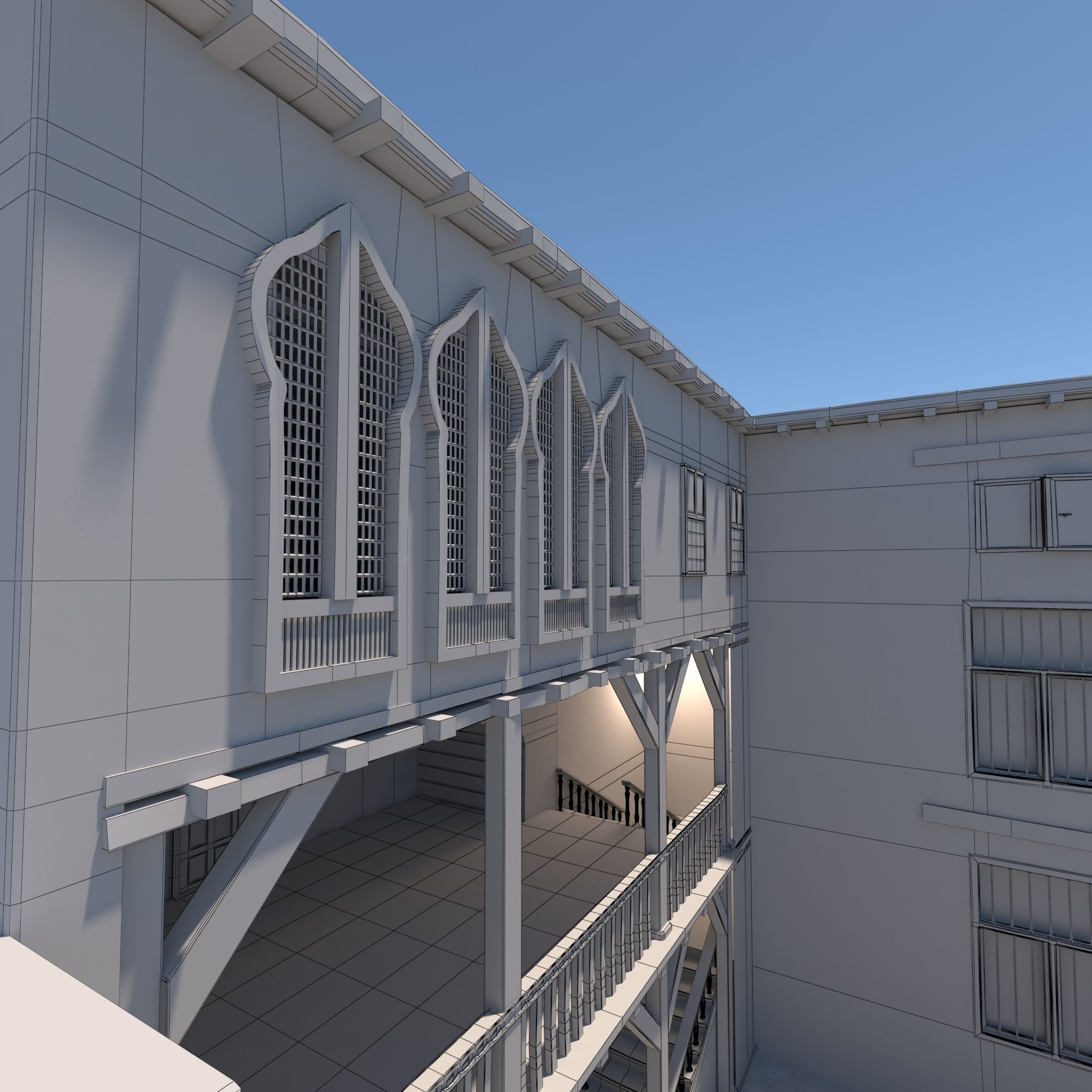 Medieval Courtyard House 3D model_7