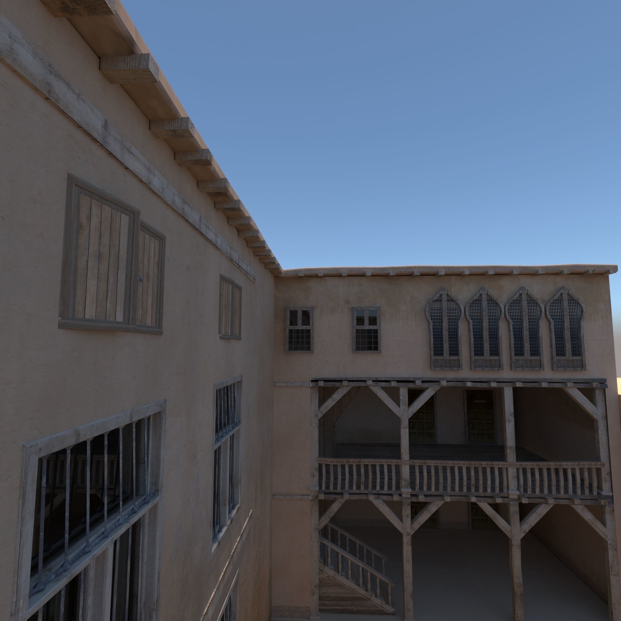 Medieval Courtyard House 3D model_18