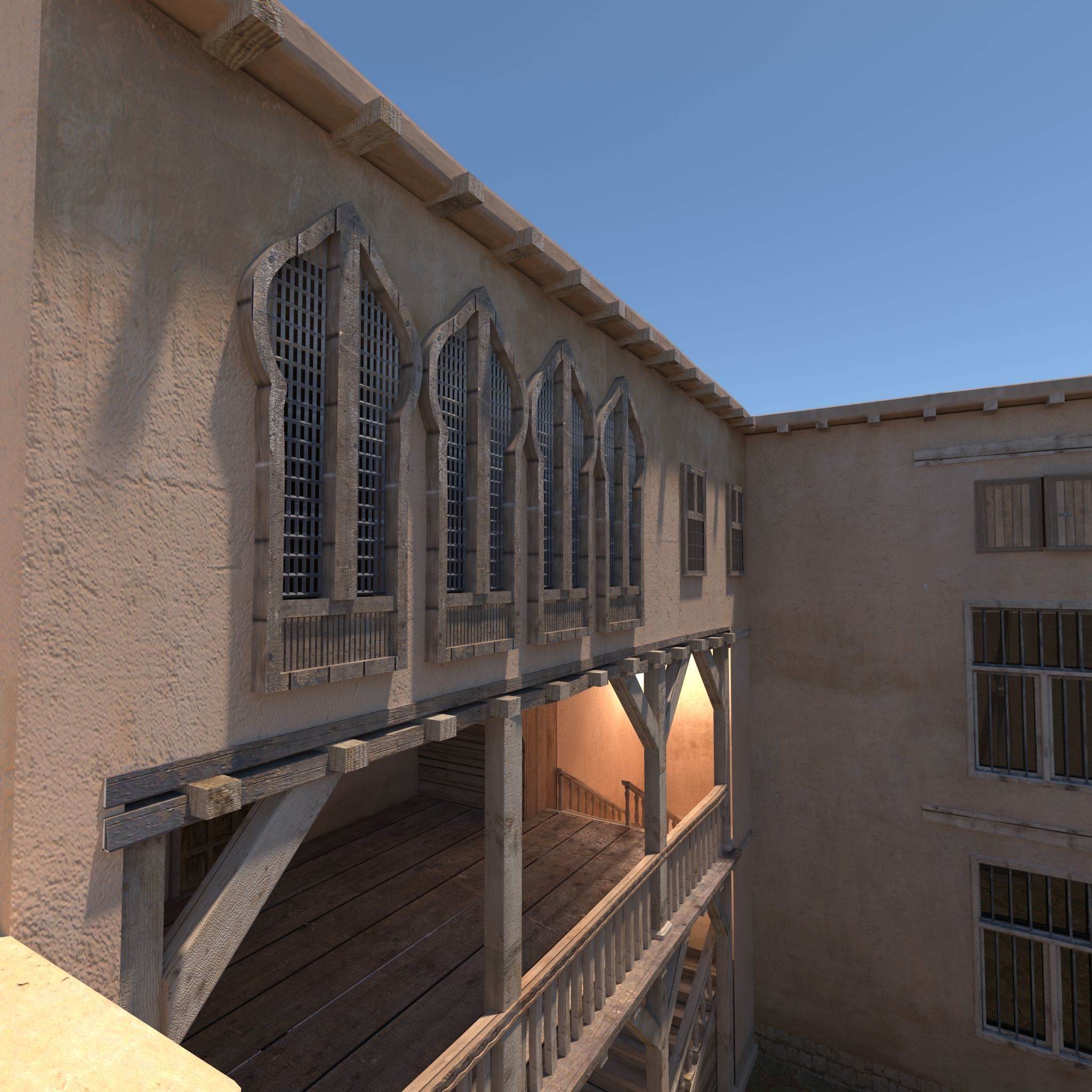 Medieval Courtyard House 3D model_6