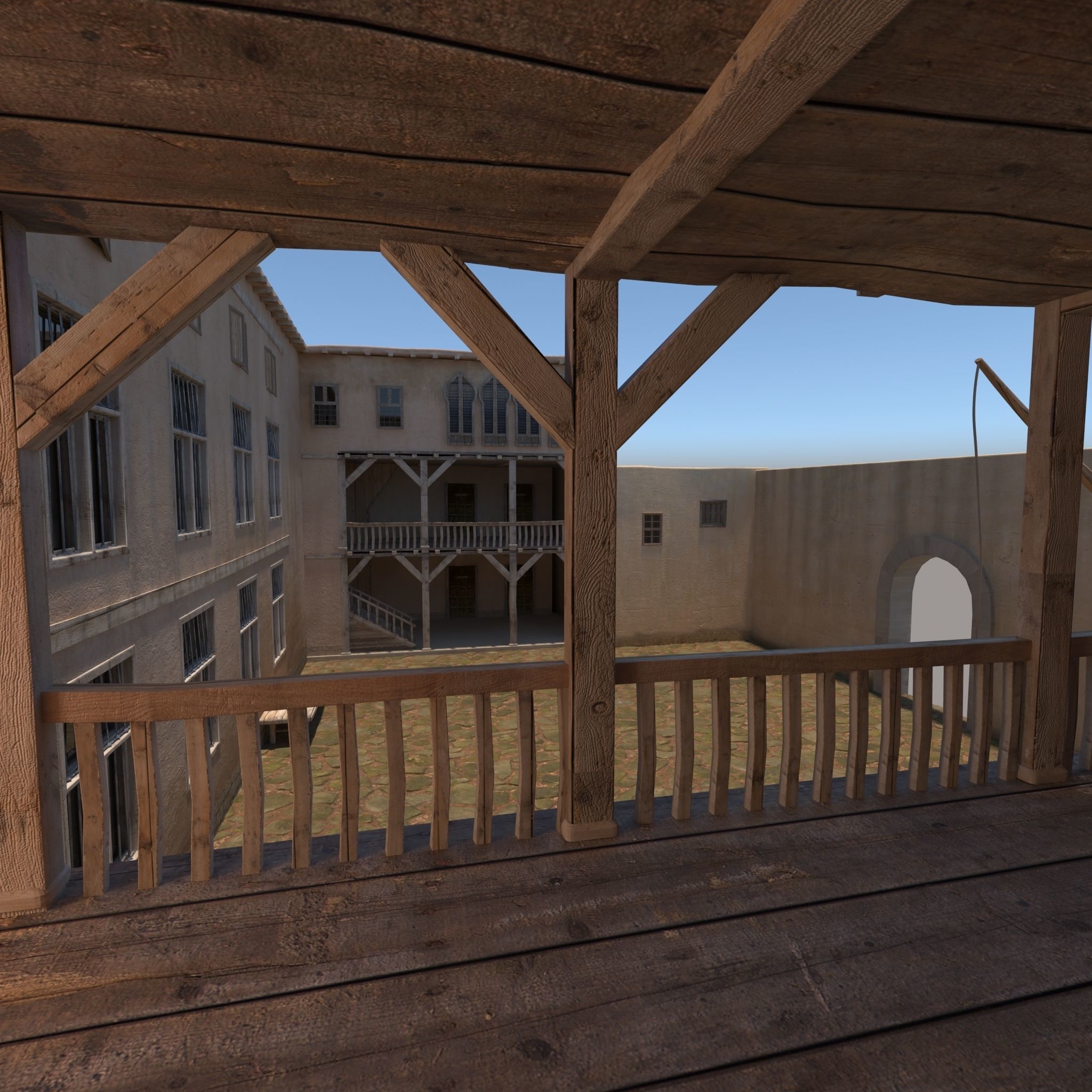 Medieval Courtyard House 3D model_14