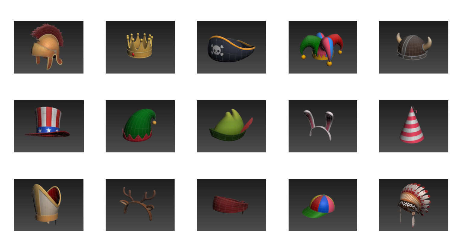 Hats and Helmet Pack 2 3D model_23