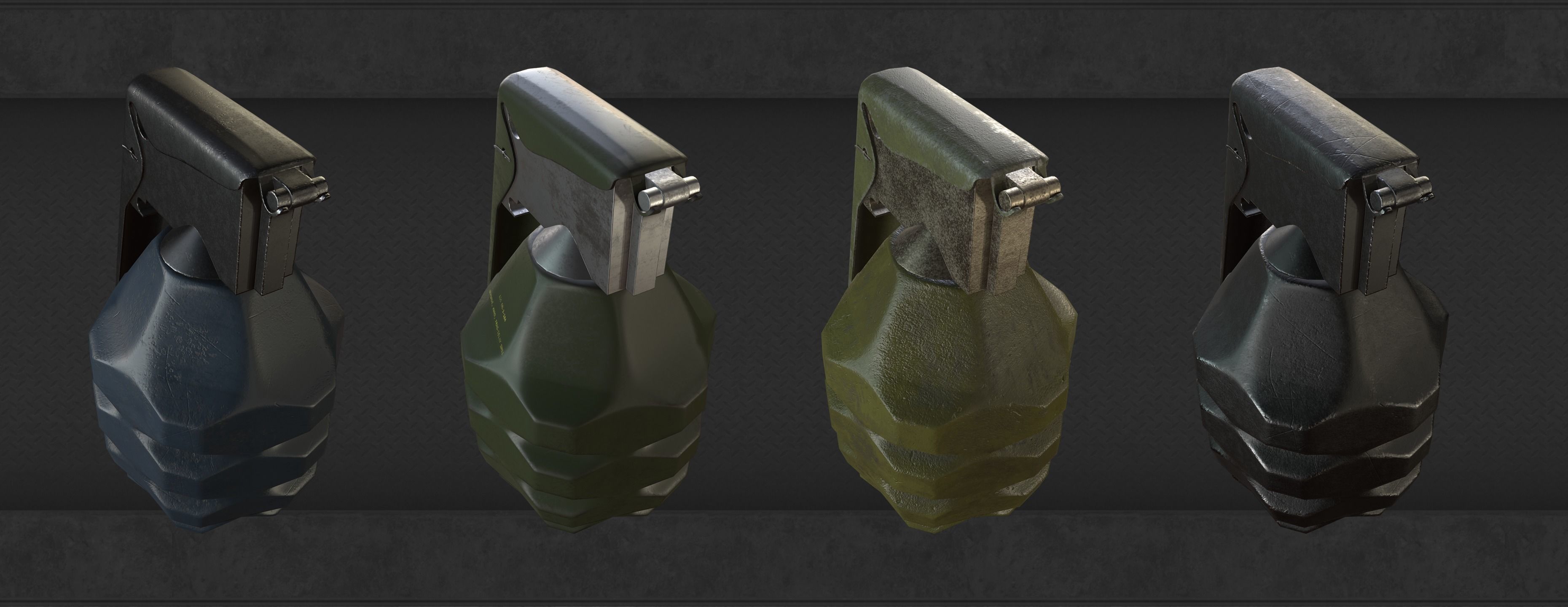 Grenade four grenades Low-poly 3D model_9