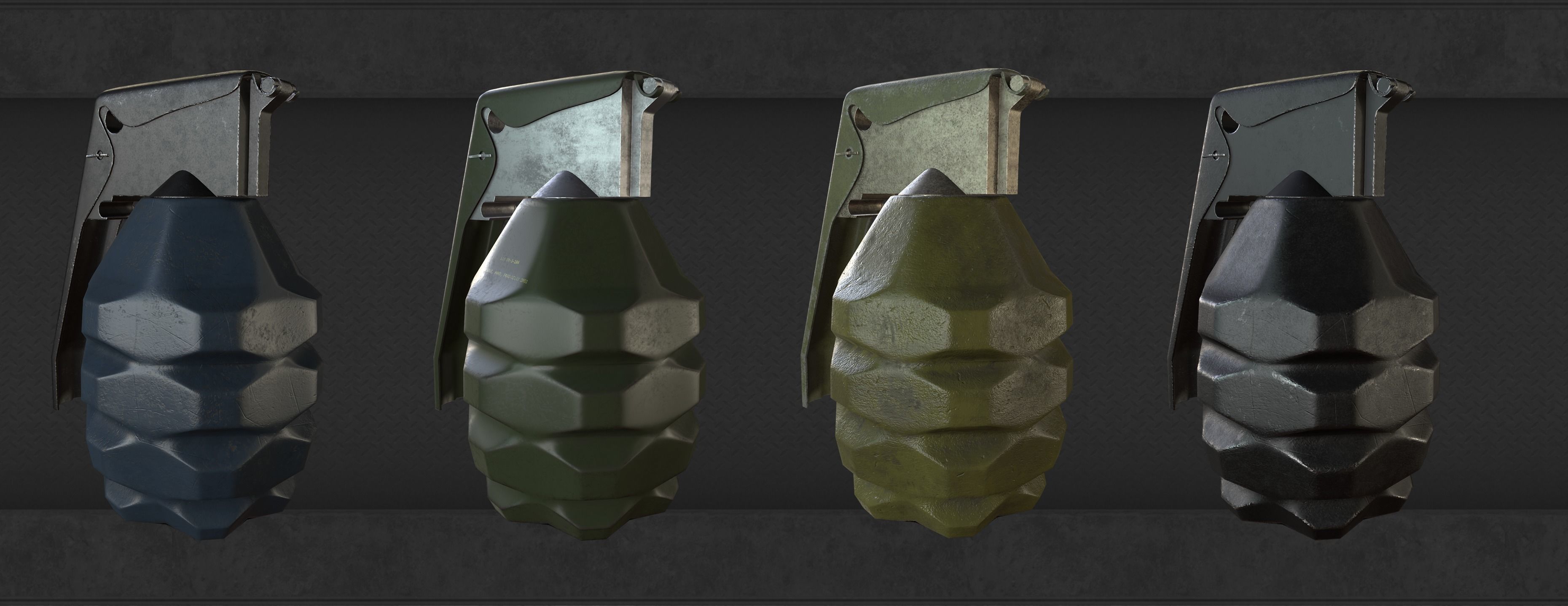 Grenade four grenades Low-poly 3D model_8