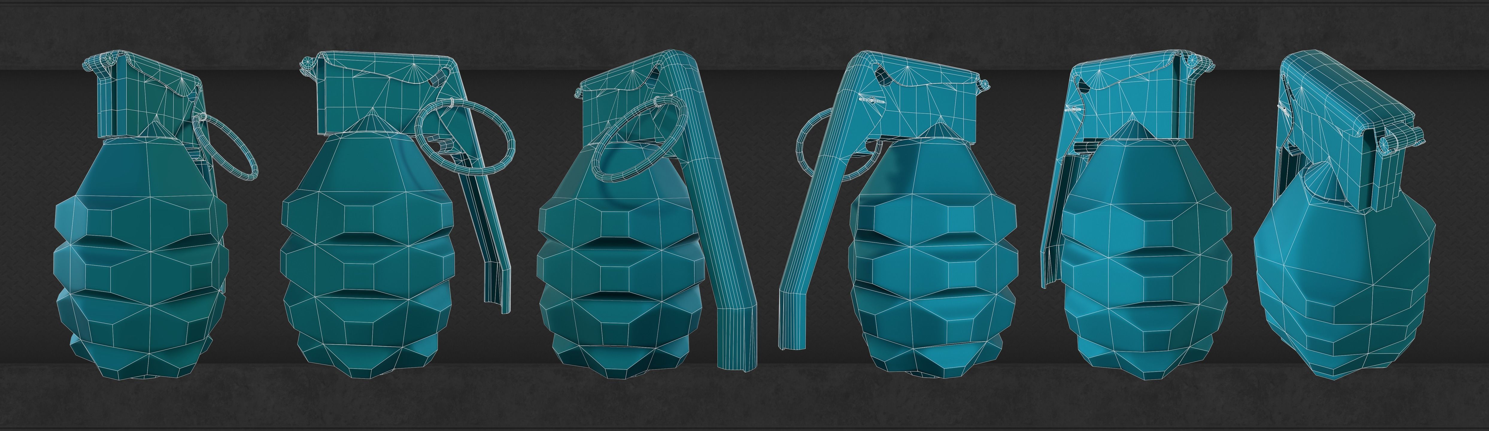 Grenade four grenades Low-poly 3D model_10