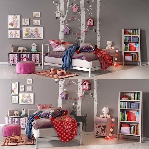 Girl bedroom set 02 3D model