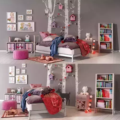 Girl bedroom set 02 3D model