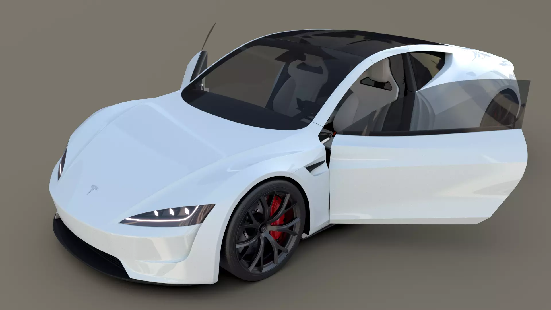 Tesla Roadster White with Interior 3D model
