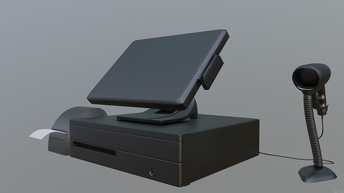 Modern Cash Register Online POS terminal Posiflex 3D model