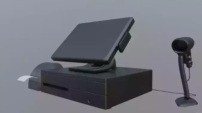 Modern Cash Register Online POS terminal Posiflex 3D model