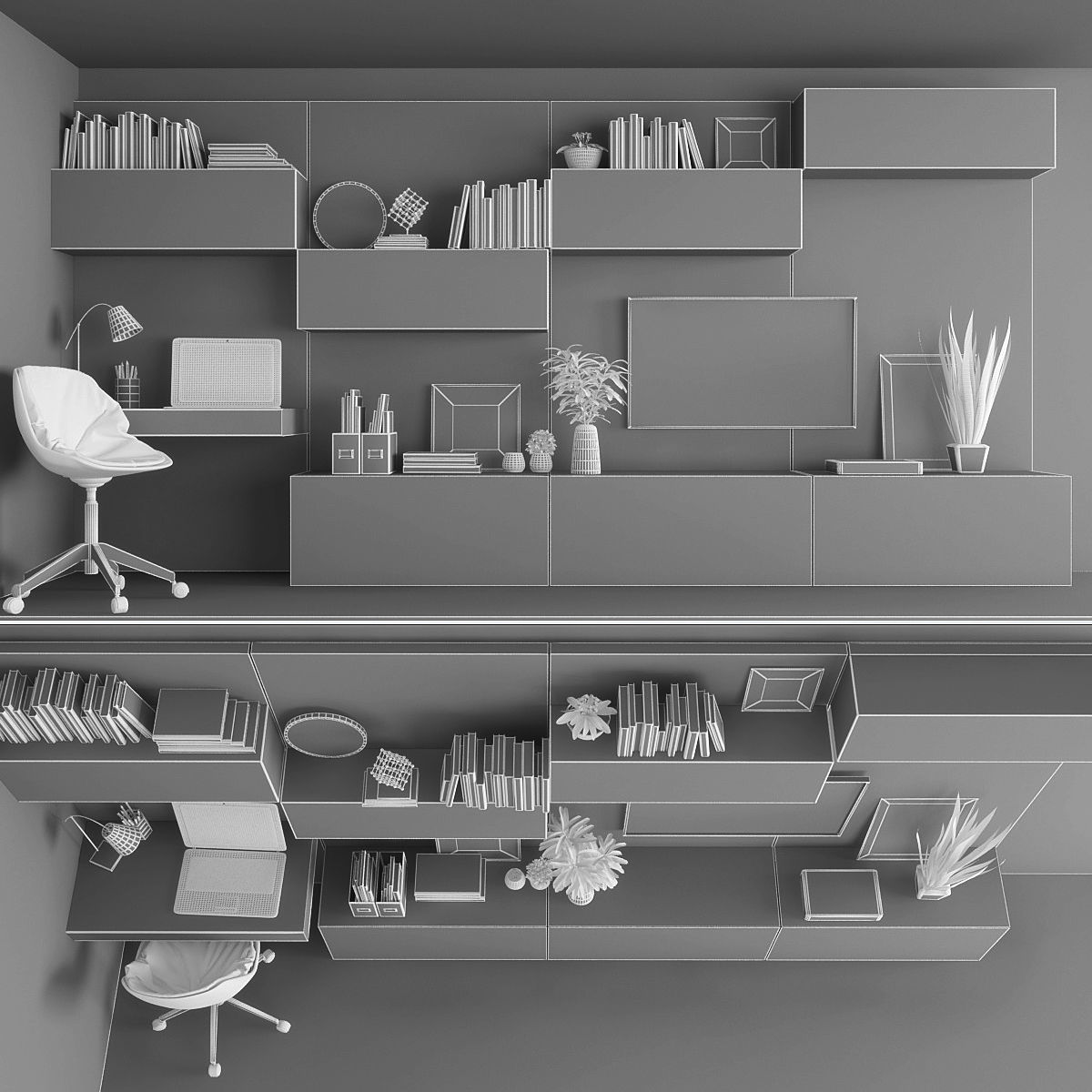 Tv stand Low-poly 3D model_2