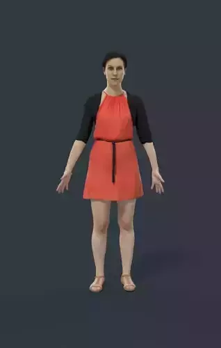 Woman Animated Casual in a summer dress - A-pose - Eternal Low-poly 3D model