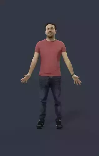 Man Casual Animated  in Jeans - A-pose - Flow Low-poly 3D model