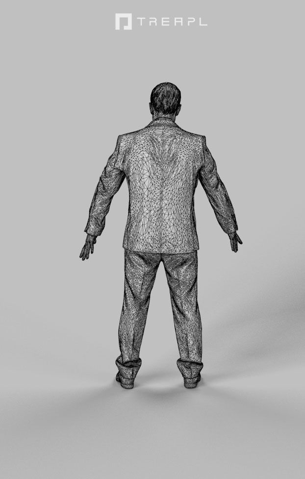 Business Man Animated Elegant  - A-pose - Fortitude Low-poly 3D model_8