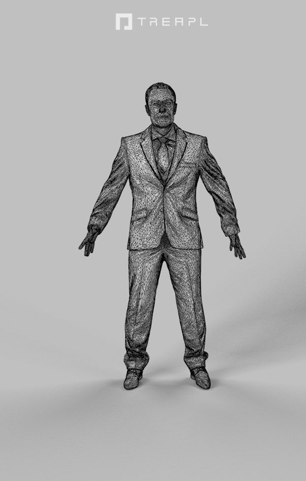 Business Man Animated Elegant  - A-pose - Fortitude Low-poly 3D model_7